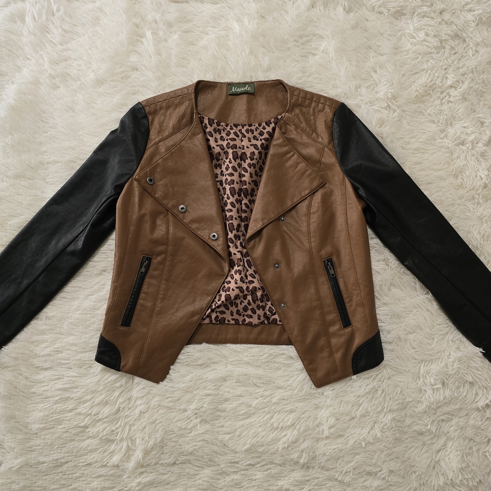 Brown and Black Leather Jacket